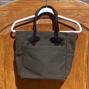 Filson Rugged Twill Cotten Leather Tote Bag Zipper-less (Otter Green) USA